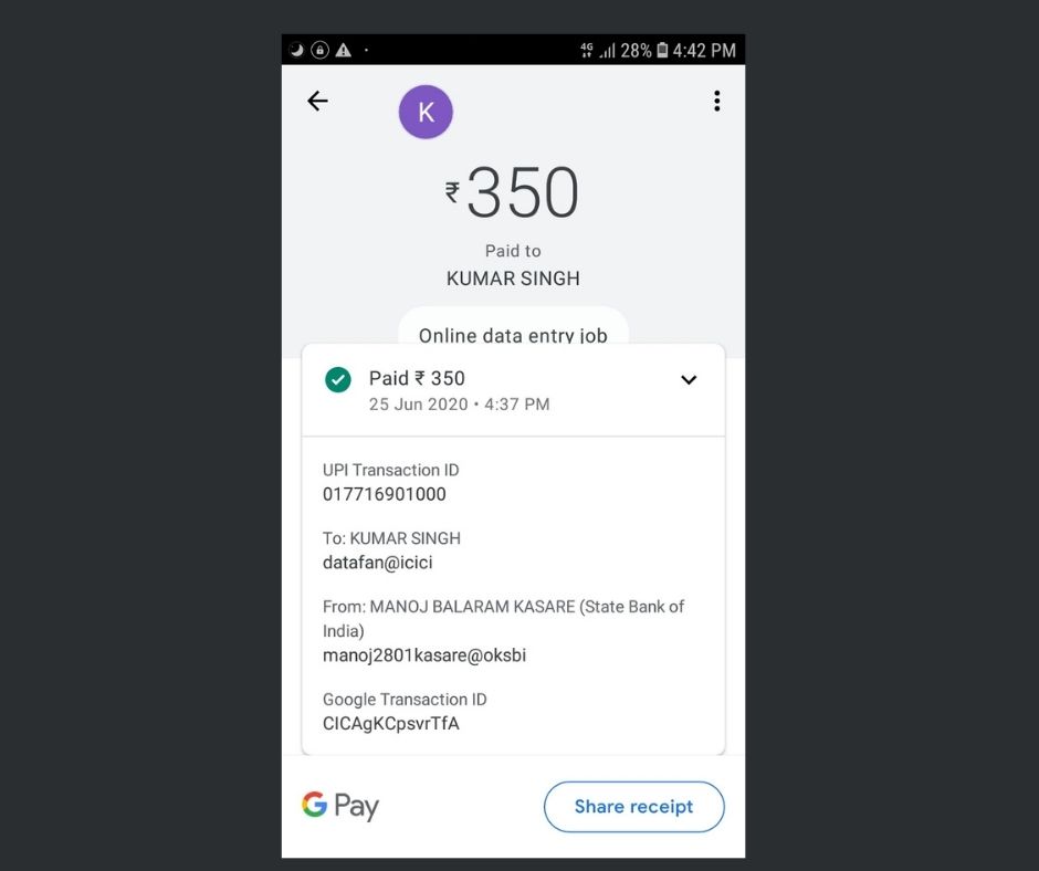 Fake Google Pay Screenshot